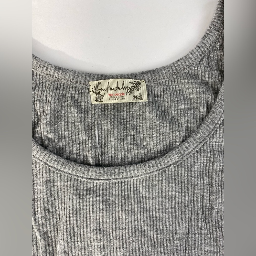 Free People High Neck Ribbed Crop Top Tank Top Heather Gray  NWT XL - Picture 8 of 10